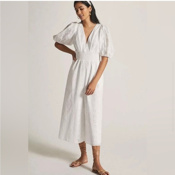 Anthropologie Hutch Elegant White Eyelet Jumpsuit - Picture 3 of 6